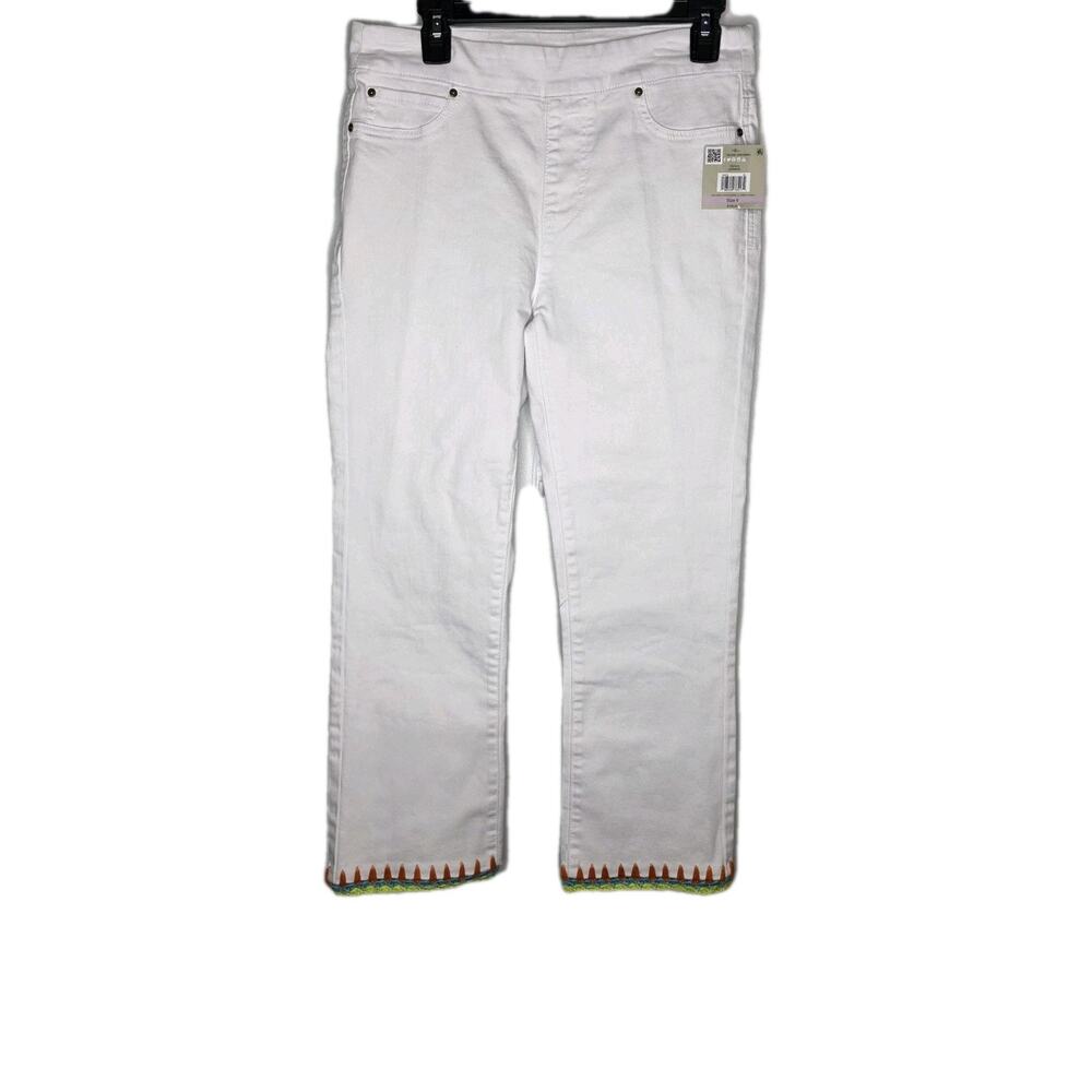 John Mark Ankle Crop Jeans Womens Size 6 Pull On Straight Leg Stretch White